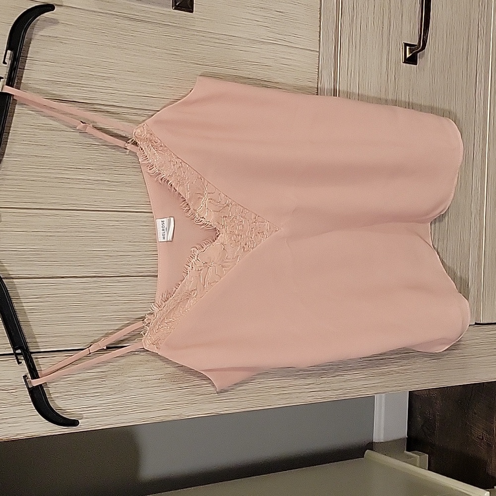 Pink Lace Trim Cami Top